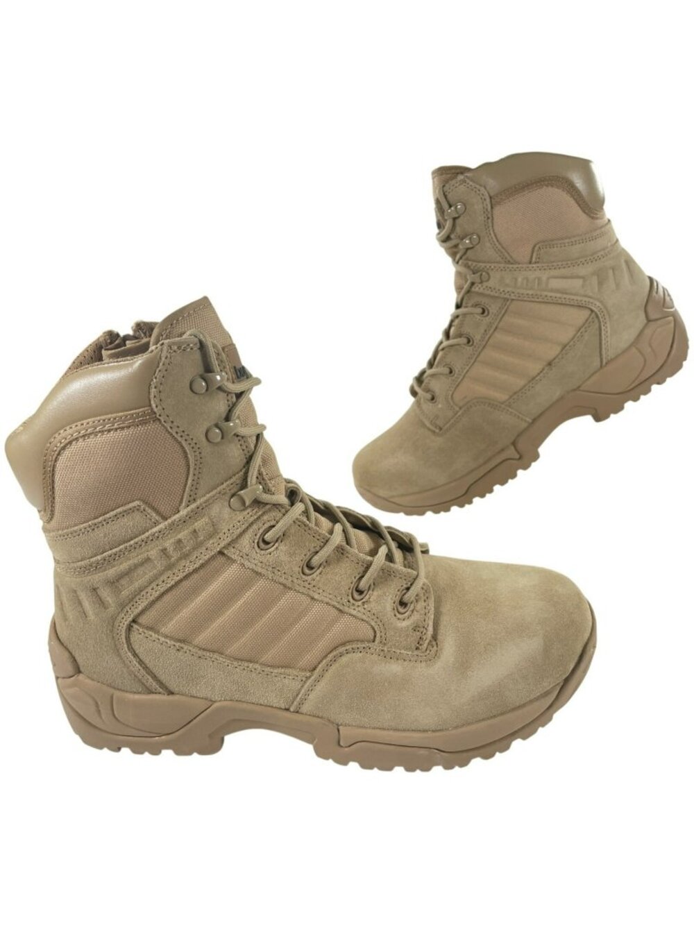 BURUDANI Military Tactical Boots Side Zip Leather Combat Boots Sand Men's Sz 12